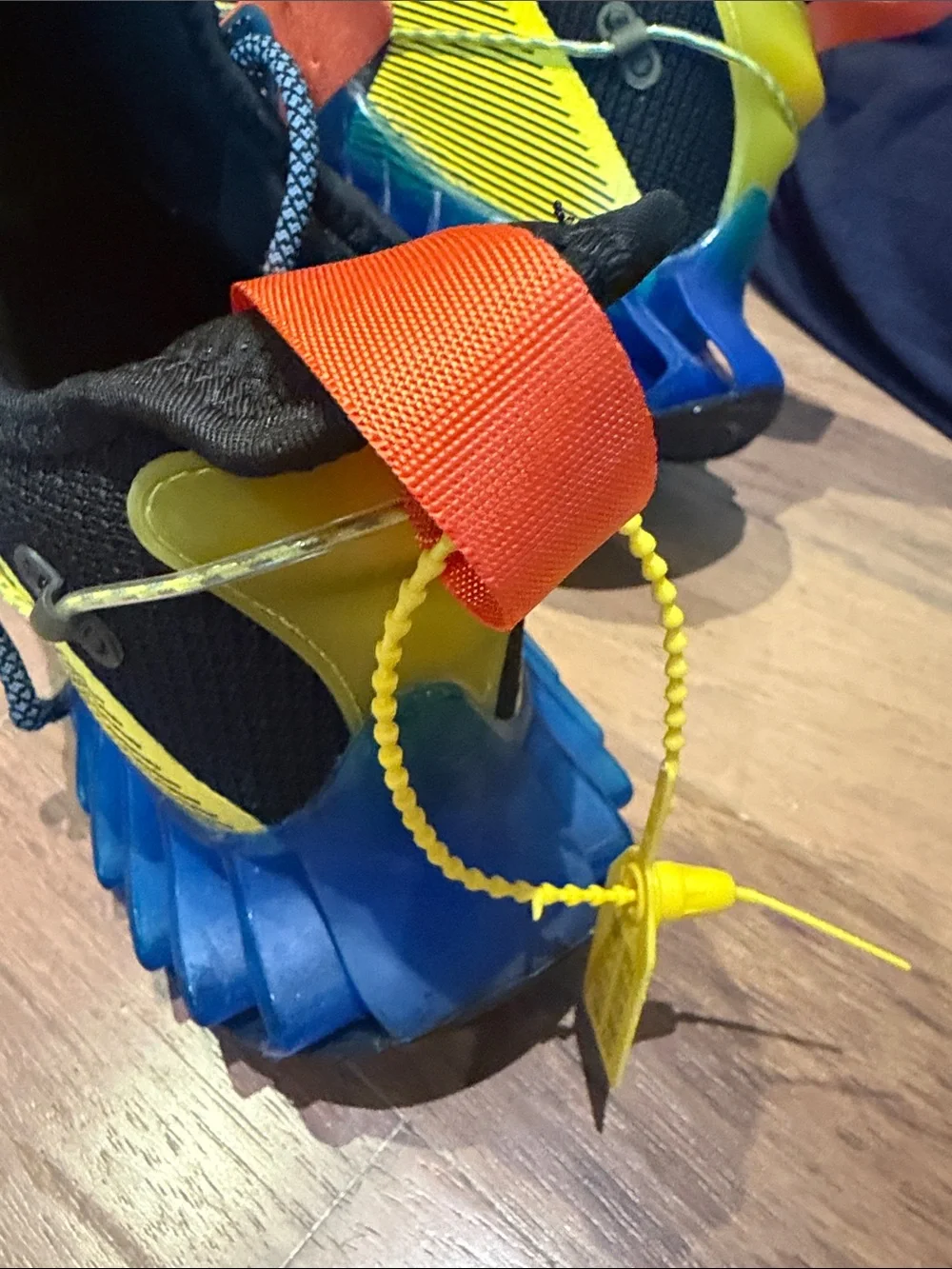 Men's Black Sneakers with Blue Sole and Yellow Accents